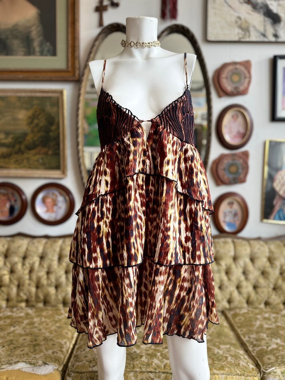 NWT Anthropologie Celadine Shell Cutout Mini Babydoll Dress Large